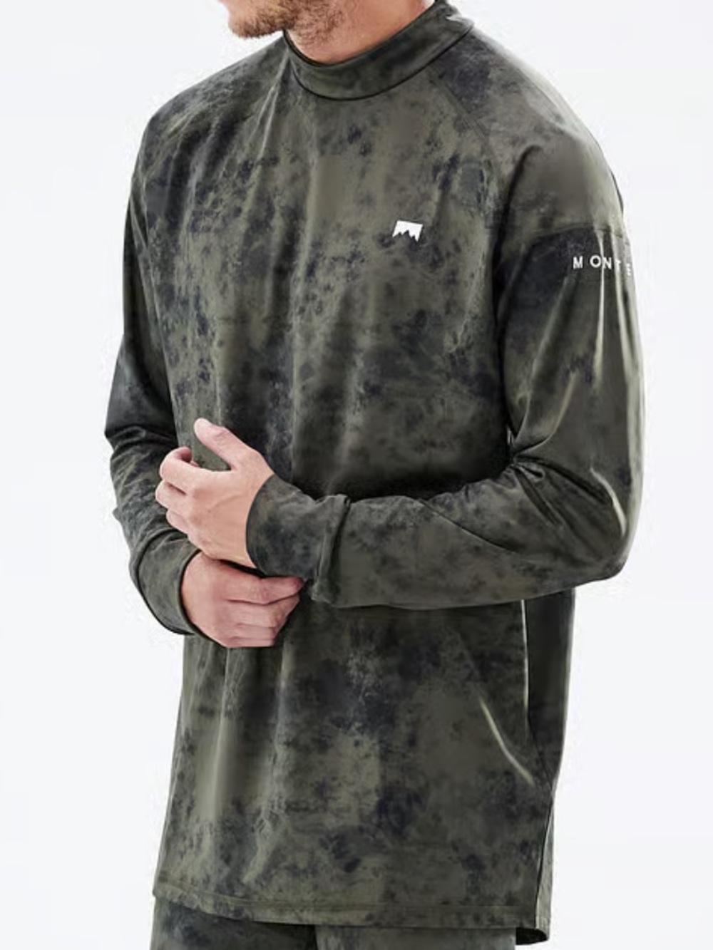 Montec Zulu long-sleeve base layer top featuring a dark tie-dye pattern Men’s M